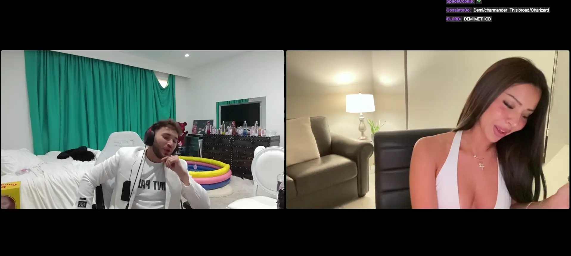 Adin Ross broadcasting live on Kick with chat